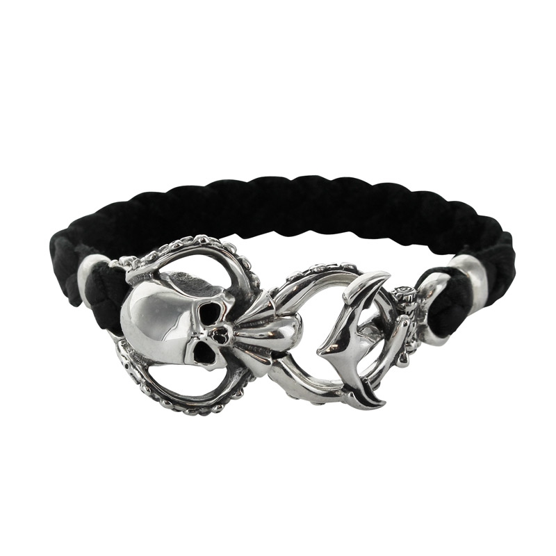 OCTO SKULL BRAIDED LEATHER BRACELET