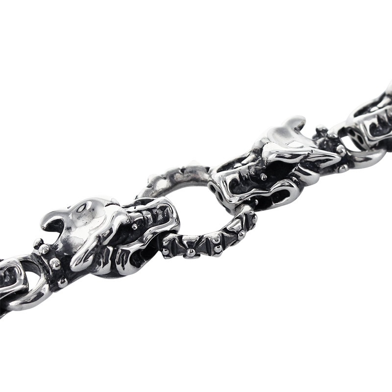 FACE-TO-FACE GARGOYLE BRACELET WITH T-BAR CZ | ブレスレット