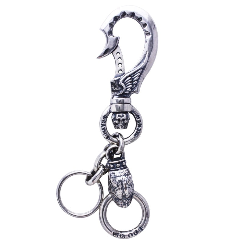 英国ヴィンテージ 刻印なし ホースシューとクローバーのK9チャーム WING HOOK WITH PIT BULL KEYCHAIN | キーチェーン | トラヴィス