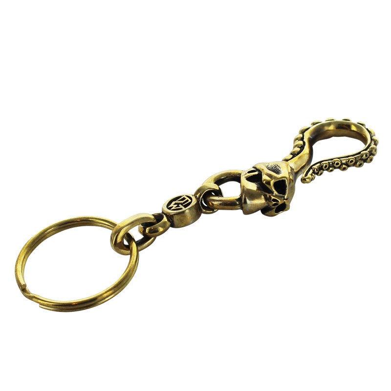 TENTACLE SKULL HOOK WITH I.D. KEY CHAIN IN BRASS