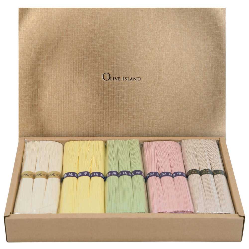 専用ギフト箱入り】小豆島手延素麺 味比べ5種セット(島の風 最高級品金