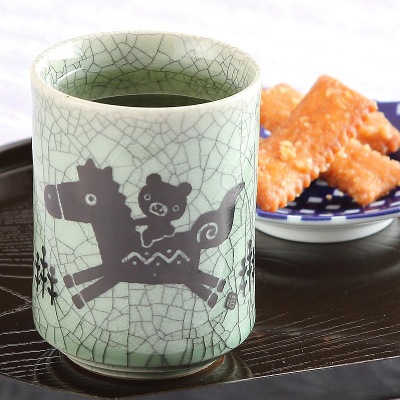 松永窯 KACHI-UMA05 byたかいよしかず(double wall mug)【緑】大堀