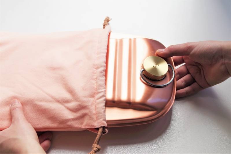 純銅 湯たんぽ 大 (専用袋付) 】 新光金属 新潟県燕市 素銅仕上げ