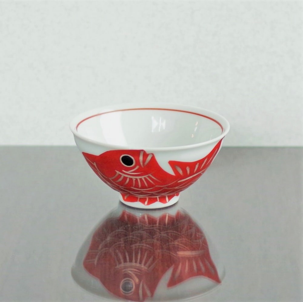 お茶碗 大 銀彩 めで鯛 300kcal 蔵珍窯 ごはん茶碗 かわいい HP-13F