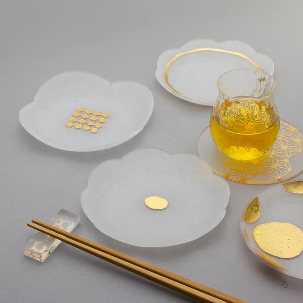 箔 まめざら 4枚セット木箱入り toumei 豆皿 小皿 和紙調