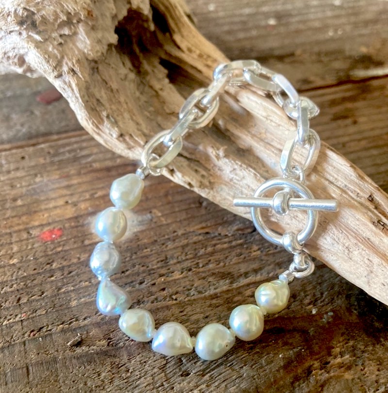 Akoya×SV925燻ブレスレット【Blue / 7.0-8.0mm】 Akoya×SV925燻ブレスレット【Blue / 7.0-8.0mm】 | アイテムから