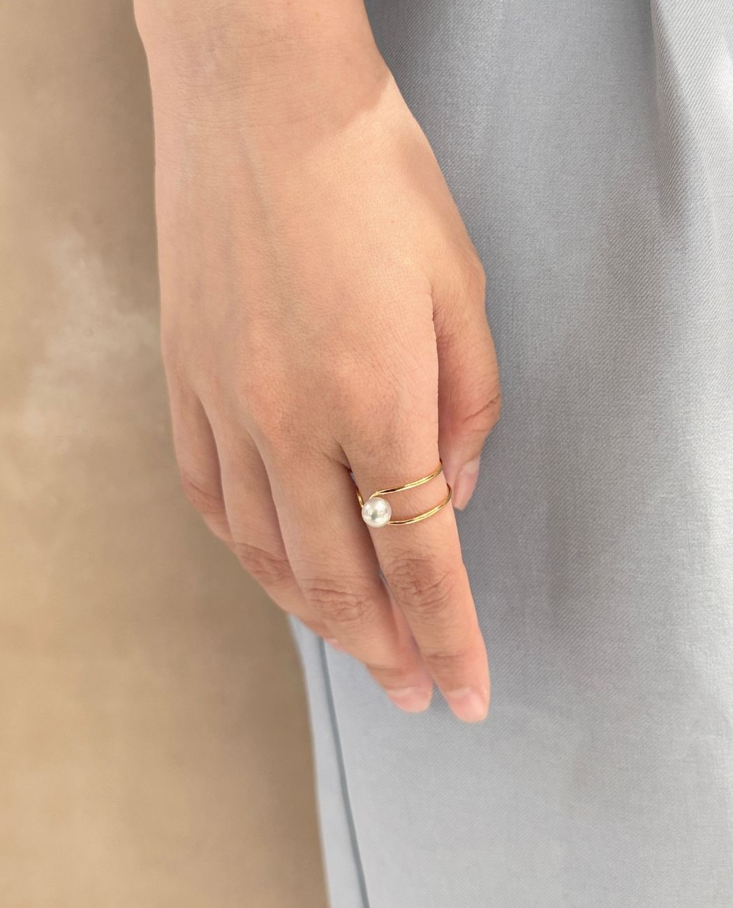 K18 Open Ring -double line-
