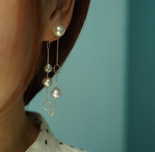 ロングチェーンチャームイヤリング パール商品 ピアス イヤリング Spopel