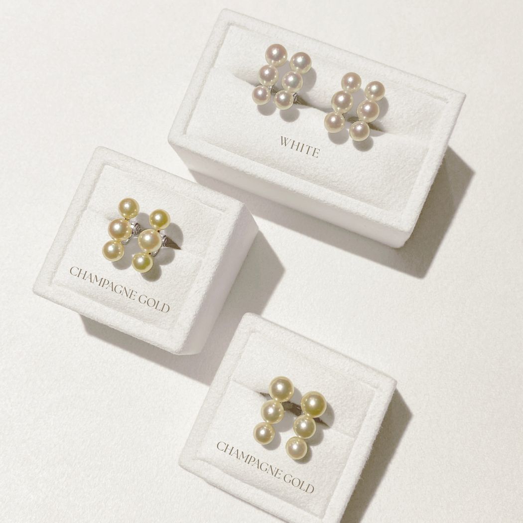 3pcイヤリング【White/Champagne Gold】