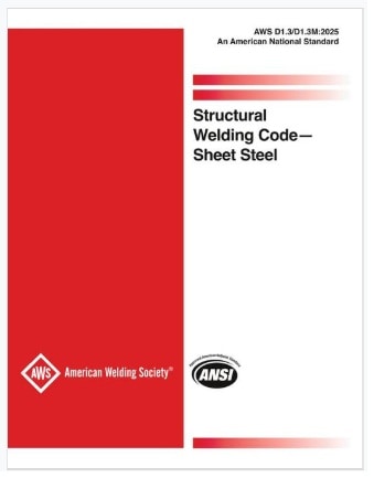 AWS規格 D1.3/D1.3M, 7th Edition, 2025: Structural Welding Code - Sheet Steel