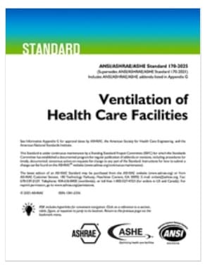 ASHRAE規格 170, 2025: Ventilation of Health Care Facilities
