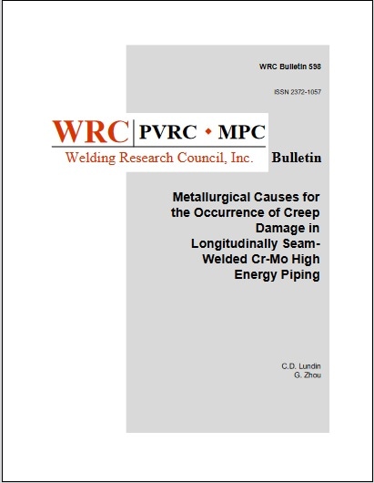 WRC BULLETIN 598: Metallurgical Causes for the Occurrence of Creep Damage in Longitudinally Seam- Welded Cr-Mo High Energy Piping