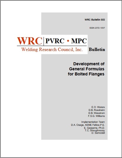 WRC BULLETIN 583: Development of General Formulas for Bolted Flanges