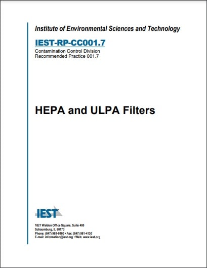 IEST推奨慣行 RP-CC001.7, 2022: HEPA and ULPA Filters
