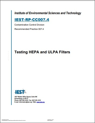 IEST推奨慣行 RP-CC007.4, 2023: Testing HEPA and ULPA Filters