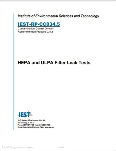IEST推奨慣行 RP-CC034.5, 2022: HEPA and ULPA Filter Leak Tests