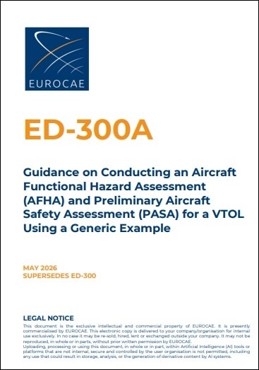 EUROCAE規格 ED-300A, 2026: Guidance on Conducting an Aircraft Functional Hazard Assessment and Preliminary Aircraft Safety Assessment for a VTOL Using a Generic Example