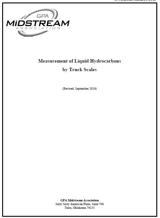 GPA規格 GPA 8186, 2024: Measurement of Liquid Hydrocarbon by Truck Scales