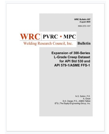 WRC BULLETIN 607: Expansion of 300-Series L-Grade Creep Dataset for API Std 530 and API 579-1/ASME FFS-1