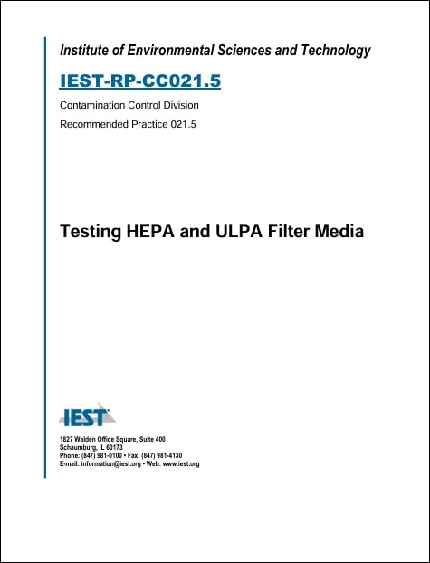 IEST推奨慣行 RP-CC021.5, 2024: Testing HEPA and ULPA Filter Media 