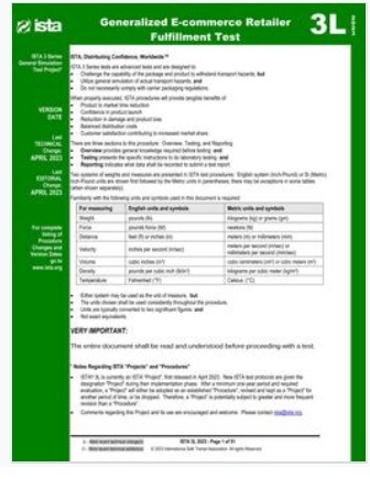 ISTA規格 3L, 2023: Generalized E-commerce Retailer Fulfillment Test