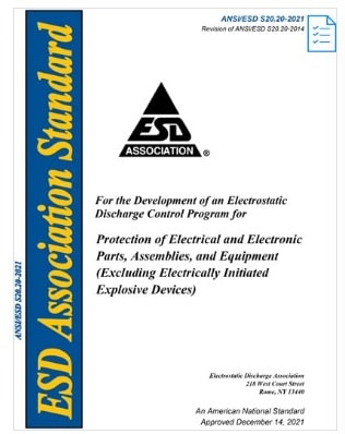 ESD規格 S20.20, 2021: Protection of Electrical and Electronic Parts, Assemblies and Equipment (Excluding Electrically Initiated Explosive Devices)