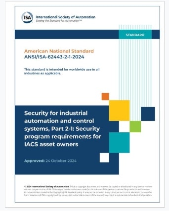 ISA規格 62443-2-1, 2024: Security for industrial automation and control systems, Part 2-1: Security program requirements for IACS asset owners