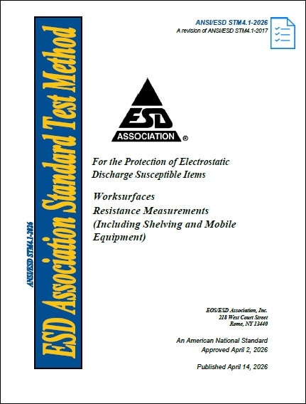 ESD規格  STM4.1, 2026: For the Protection of Electrostatic Discharge Susceptible Items - Worksurfaces Resistance Measurements
