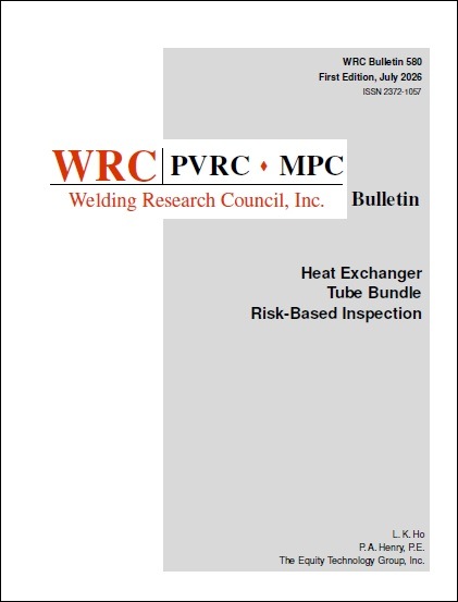 WRC BULLETIN 580: Heat Exchanger Tube Bundle Risk-Based Inspection
