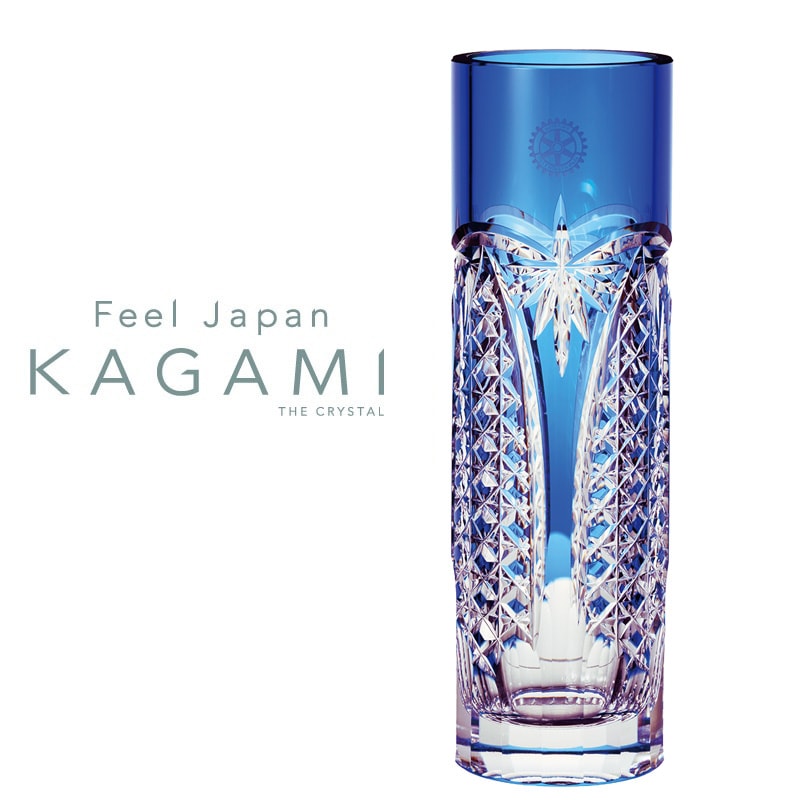 ≪KAGAMI≫江戸切子・一輪挿＜笹っ葉に四角籠目紋＞