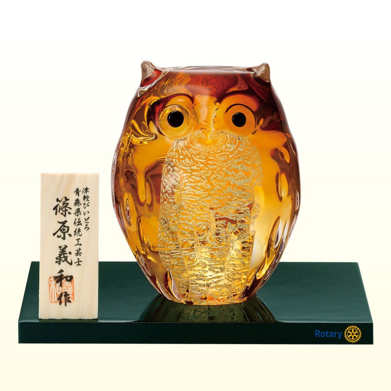 津軽びいどろ、フクロウ、3個セット☆ ふくろう［9月］ | シリーズ | ハンドメイドガラスの伝統工芸品