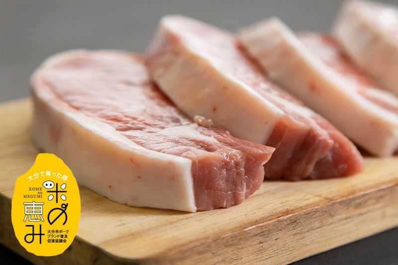 【産直冷凍・送料無料】米の恵み豚ロース厚切り（とんかつ・ソテー用）（計480ｇ）