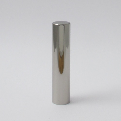 銀行印・認印（姓または名)　15mm　ミラーチタン シルバー　≪付属品≫牛もみ黒印鑑ケース・保証書