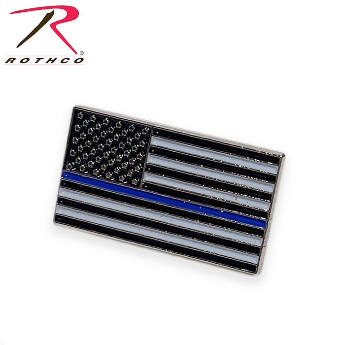 ROTHCO アメリカ国旗ブルーラインピンバッジ<br>【ROTHCO BLUE LINE