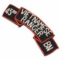 US VIETNAMESE RANGER 43RD SHOULDER TAB Handmade<br>��US �٥ȥʥߡ�����󥸥㡼 44th ������������ �ۥ�� �ߥ꥿�꡼ ��ܥ� ����� ���� US �٥ȥʥ� ��åڥ� �ѥå� BDU LEAF �꡼�� ��󥸥㡼 RANGER 
