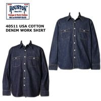 HOUSTON 40511 USA���åȥ�ǥ˥�������ġڥҥ塼���ȥ� USA COTTON DENIM WORK SHIRT�ۥ�� ��ǥ����� �ߥ꥿�꡼ �����ȥɥ� �����奢�� �ǥ˥ॷ��� �������� ������ơ��� �ǥ��꡼�桼�� ���ʻȤ� Ĺµ USA���åȥ�