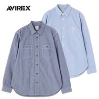 AVIREX BASIC CHAMBRAY LONG SLEEVE SHIRT<br>�ڥ�������å��� �١����å� �����֥졼 Ĺµ����ġ�7833920003 ��� �ߥ꥿�꡼ �����ȥɥ� �����奢�� �����٥졼����� �١����å� ����åɥ��顼 ���ӥ�å��� Ĺµ����� �֥롼