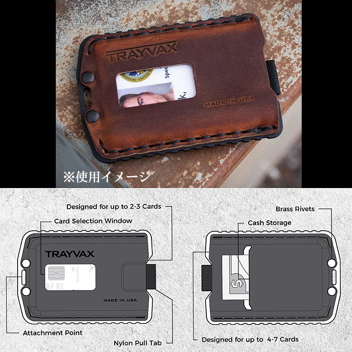 Trayvax ���å���� ������å�<br>�ڥȥ쥤�����å��� Ascent Wallet�ۥ�� �ߥ꥿�꡼ �����ɥ�����å� �����ɥۥ�� ID�ۥ���� RFID�ץ��ƥ������ EDC EveryDay Carry ���֥�ǥ�����꡼