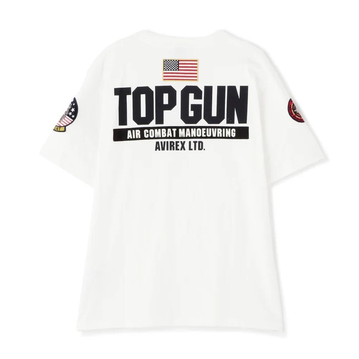 AVIREX TOP GUN PATCH & PRINT T-SHIRT<br>�ڥ�������å��� �ȥåץ��� �ѥå� �� �ץ��� T����ġ�7833934013 ��� ��ǥ����� �ߥ꥿�꡼ �����ȥɥ� �����奢�� T����� �ȥåץ��� ����åɥ��顼 ���롼�ͥå� ��åڥ� TOPGUN ���ӥ�å���