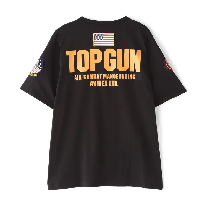 AVIREX TOP GUN PATCH & PRINT T-SHIRT<br>�ڥ�������å��� �ȥåץ��� �ѥå� �� �ץ��� T����ġ�7833934013 ��� ��ǥ����� �ߥ꥿�꡼ �����ȥɥ� �����奢�� T����� �ȥåץ��� ����åɥ��顼 ���롼�ͥå� ��åڥ� TOPGUN ���ӥ�å���