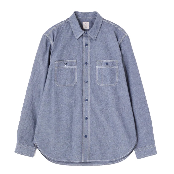 AVIREX BASIC CHAMBRAY LONG SLEEVE SHIRT<br>�ڥ�������å��� �١����å� �����֥졼 Ĺµ����ġ�7833920003 ��� �ߥ꥿�꡼ �����ȥɥ� �����奢�� �����٥졼����� �١����å� ����åɥ��顼 ���ӥ�å��� Ĺµ����� �֥롼