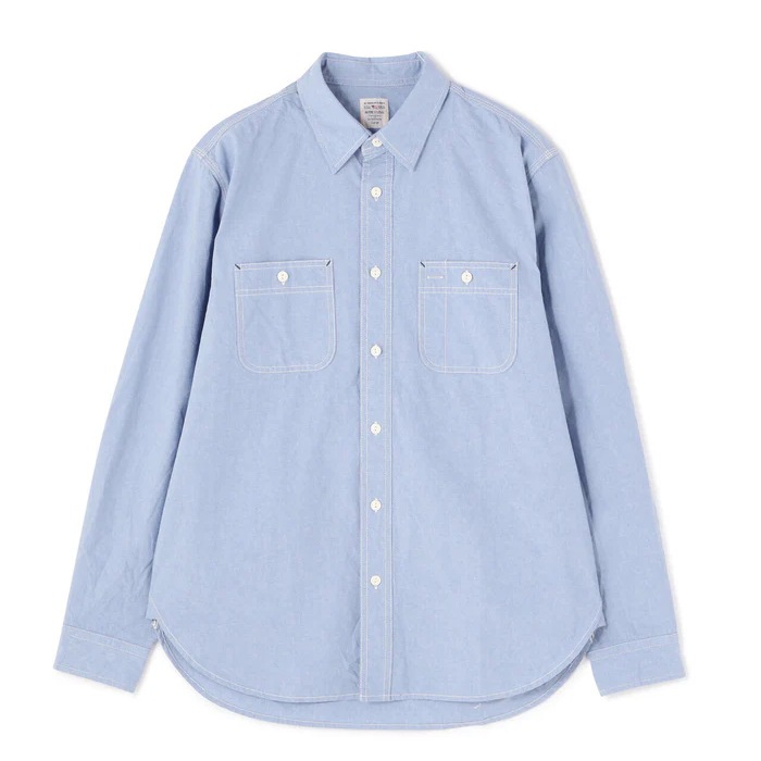AVIREX BASIC CHAMBRAY LONG SLEEVE SHIRT<br>�ڥ�������å��� �١����å� �����֥졼 Ĺµ����ġ�7833920003 ��� �ߥ꥿�꡼ �����ȥɥ� �����奢�� �����٥졼����� �١����å� ����åɥ��顼 ���ӥ�å��� Ĺµ����� �֥롼
