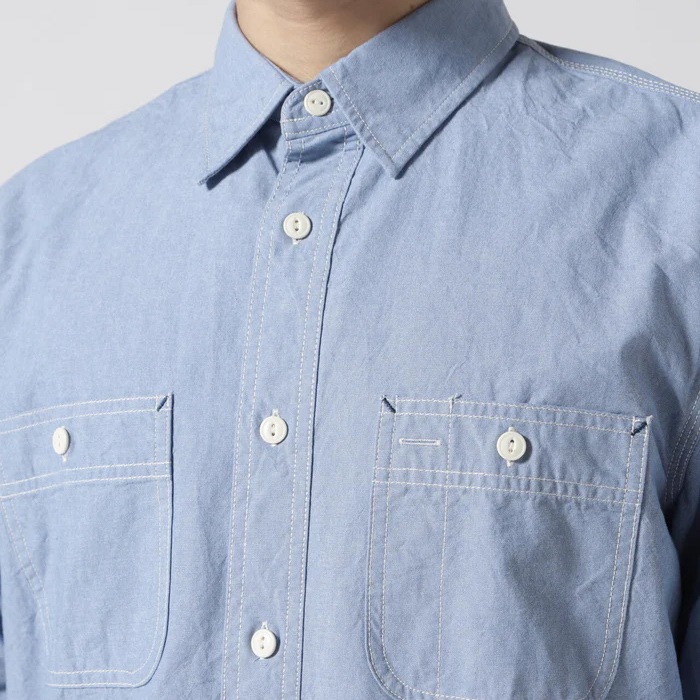 AVIREX BASIC CHAMBRAY LONG SLEEVE SHIRT<br>�ڥ�������å��� �١����å� �����֥졼 Ĺµ����ġ�7833920003 ��� �ߥ꥿�꡼ �����ȥɥ� �����奢�� �����٥졼����� �١����å� ����åɥ��顼 ���ӥ�å��� Ĺµ����� �֥롼
