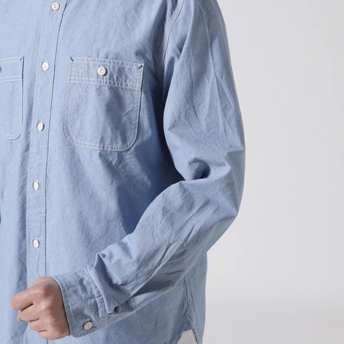 AVIREX BASIC CHAMBRAY LONG SLEEVE SHIRT<br>�ڥ�������å��� �١����å� �����֥졼 Ĺµ����ġ�7833920003 ��� �ߥ꥿�꡼ �����ȥɥ� �����奢�� �����٥졼����� �١����å� ����åɥ��顼 ���ӥ�å��� Ĺµ����� �֥롼