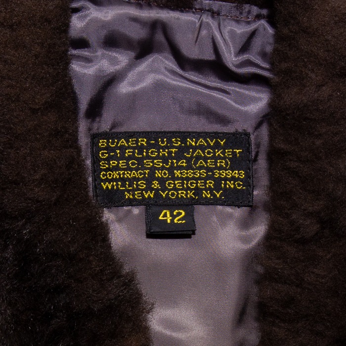 US NAVY G-1 LEATHER JACKET WILLIS&GEIGER INC.<br>���Ƴ��� G-1 �쥶�����㥱�å� �����ꥹ����������������<br>��� �ߥ꥿�꡼ �����ȥɥ� ���Х��Х륲���� ���Х�  