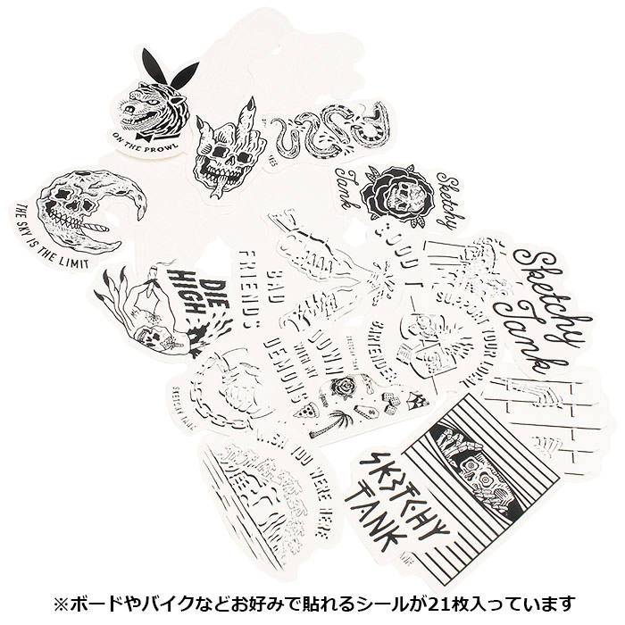 SKETCHY TANK ���ƥå������å�<br>�ڥ����å������� Sticker Set�ۥ�� ��ǥ����� �����ȥɥ� �����奢�� ���ȥ꡼�� ���ȥ��� �����ե��� �����ܡ� ���ƥå��� �ݥå� ������ �ǥ����� �֥�å� ������ ������ ���硼�� ������ �Х��� ��ž�� BMX OUTLET
