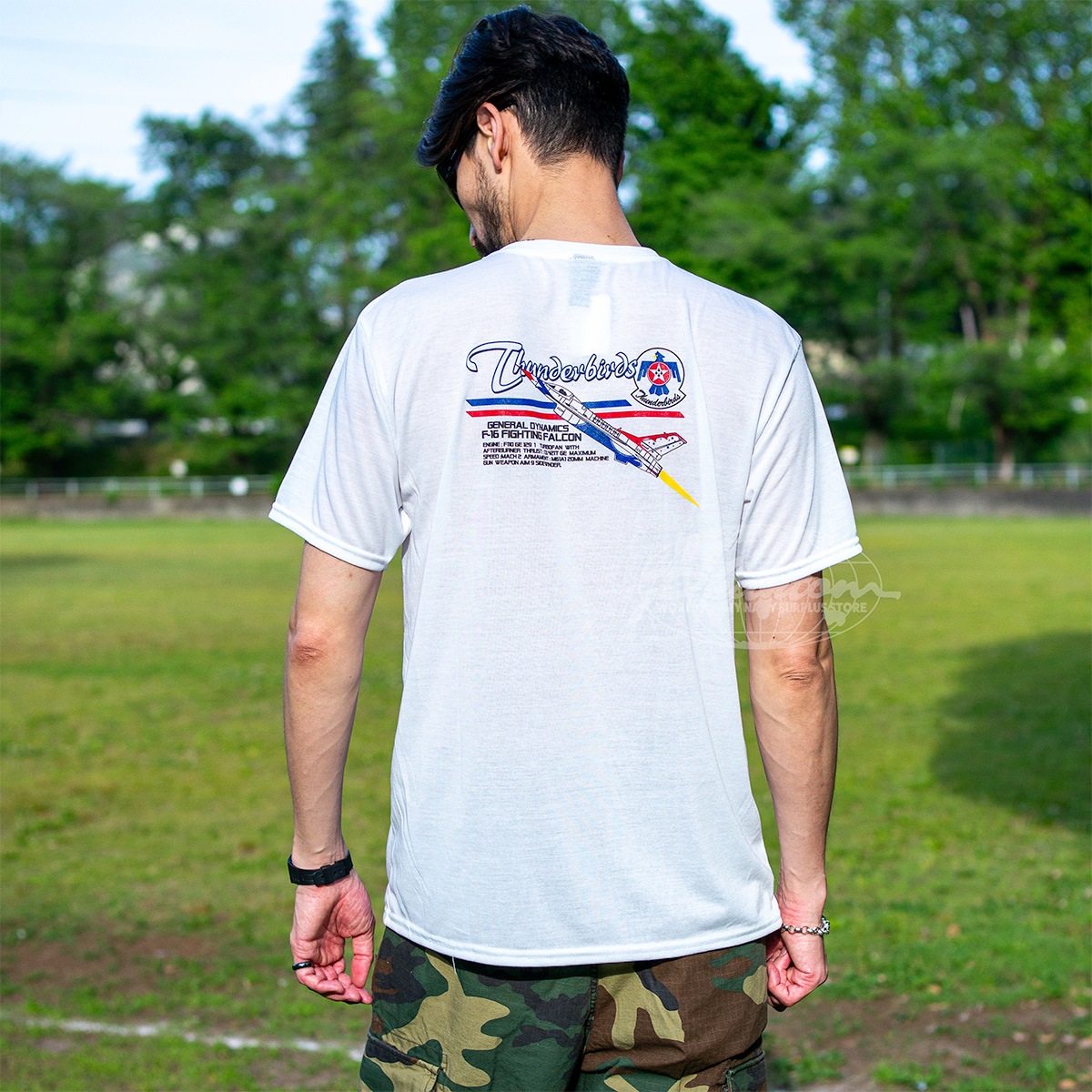 P/O F16 THUNDERBIRD Tee<br>�ڥե���ȥ� USAF F16 ��������С��� ®��T����ġۥ�� �ߥ꥿�꡼ �����ƥ����� ���Х� ������ �л� �Х��� �ġ���� ��������� �����奢�� �����ȥɥ� �Ʒ� �ü����� USAF F16