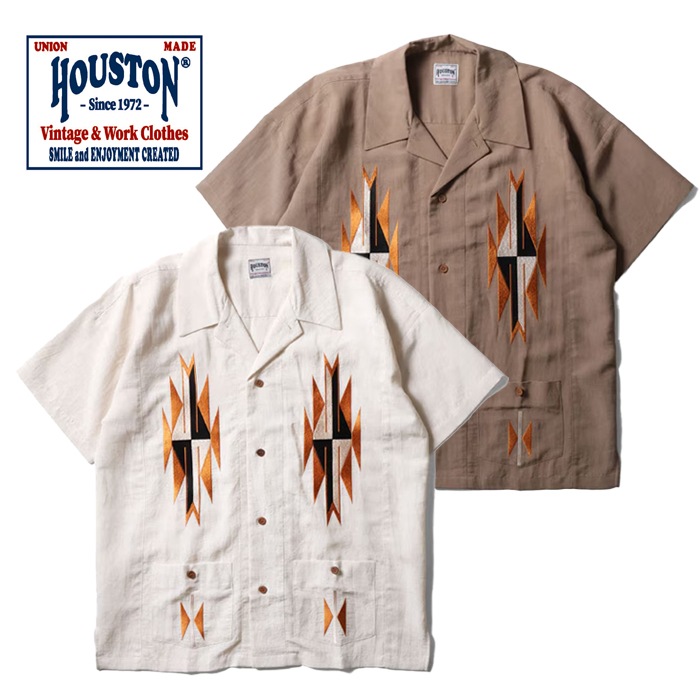 HOUSTON 41331 LINEN CHIMAYO S/S SHIRT<br>�ڥҥ塼���ȥ� ��ͥ���ޥ�Ⱦµ����ġۥ�� ��ǥ����� �ߥ꥿�꡼ �����ȥɥ� �����奢��ɽ������ ���ޥ��� ������ �ǥ��꡼�桼�� ���ʻȤ� Ⱦµ �ץ��ȥ���� �����������å� �����ץ󥫥顼�����