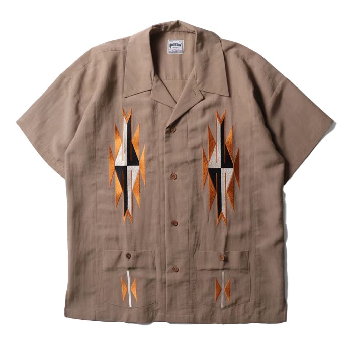 HOUSTON 41331 LINEN CHIMAYO S/S SHIRT<br>�ڥҥ塼���ȥ� ��ͥ���ޥ�Ⱦµ����ġۥ�� ��ǥ����� �ߥ꥿�꡼ �����ȥɥ� �����奢��ɽ������ ���ޥ��� ������ �ǥ��꡼�桼�� ���ʻȤ� Ⱦµ �ץ��ȥ���� �����������å� �����ץ󥫥顼�����