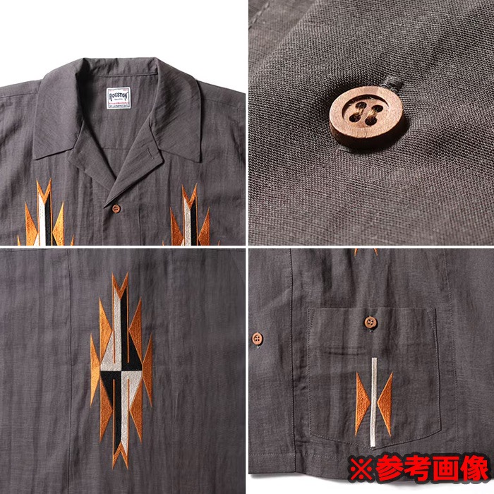HOUSTON 41331 LINEN CHIMAYO S/S SHIRT<br>�ڥҥ塼���ȥ� ��ͥ���ޥ�Ⱦµ����ġۥ�� ��ǥ����� �ߥ꥿�꡼ �����ȥɥ� �����奢��ɽ������ ���ޥ��� ������ �ǥ��꡼�桼�� ���ʻȤ� Ⱦµ �ץ��ȥ���� �����������å� �����ץ󥫥顼�����